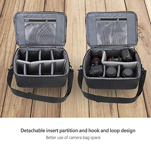 Vingvo Partition Lens Bag, Protective Insert Fordable Breathable Camera Lens Bag, Shockproof Waterproof Polyester Blue/Black 24 * 35 * 15Cm For Lens Tissue Card Reader(Black) #TOP5