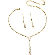 Wedding Necklace Earrings Set Crystal Bridal Rhinestone Teardrop Jewelry Sets for Women