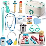 Tigerhu Kids Pretend Play Set of Doctor Toys, 27pcs Doctor Set with Role Play Kits Thermometer, Syri