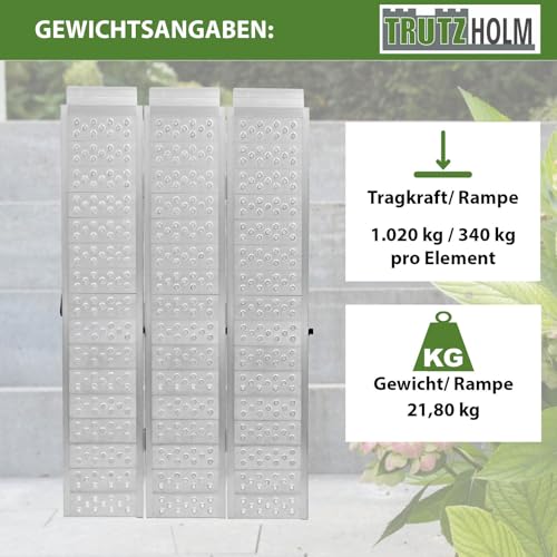 DREIBREIT by TRUTZHOLM 2-Fach klappbar Alu Auffahrrampe 215 cm Tragkraft 1020 kg gelocht Quadrampe Verladerampe grau