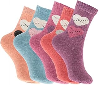 5 Pairs of Women's Socks Multipack Size 4-7 Ladies Socks Patterned Wool Soft & Fluffy socks. Warm & Vibrant Pop Colours  Great Gift & Present