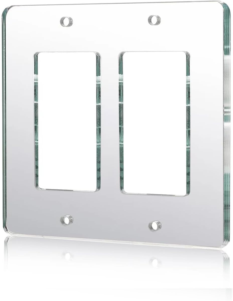 Mirror Light Switch Plates Duplex Toggle 4.72" X 4.72" Switch Light Cover Durable Wall Plates Outlet Covers Acrylic Mirrored Decorative (1-Gang Duplex Toggle)