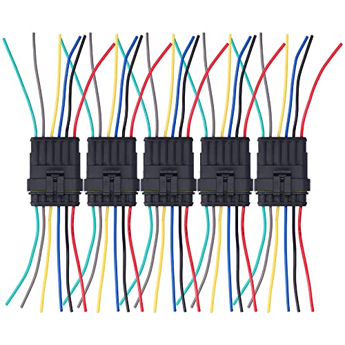 Marhynchus Conectores Eléctricos Impermeables, Conector Eléctrico Impermeable para Automóvil de 5 Piezas, Cable Eléctrico Automático con Enchufe de 2 Pines, Conectores de Bujía Automotriz