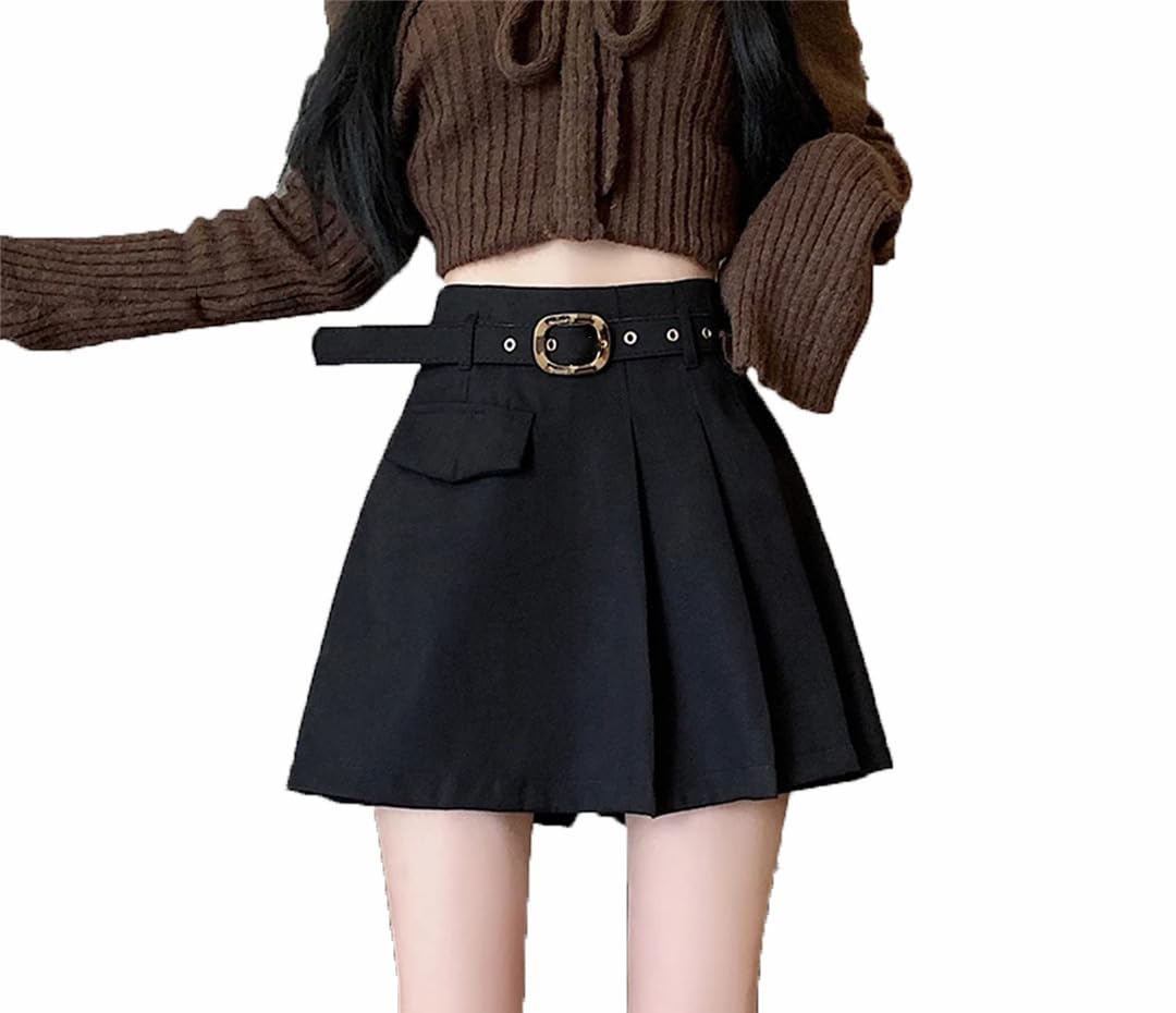 Pantaloncini da donna a vita alta, stretti, pieghettati, corti, irregolari, linea ad A, gamba larga