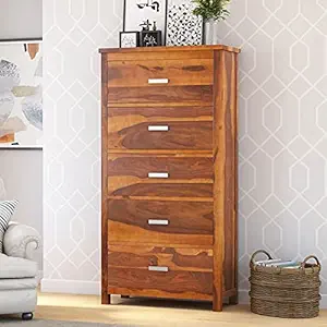 WoodMarwar Solid Sheesham Wood Chest of Drawers for Bedroom | Console Cabinet for Living Room | Drawer Cabinet for Home & Office | Dresser for Clothes with 5 Drawers | Rosewood, Brown Finish