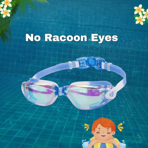 Image of BURNLAB Kids Mirrored Lens Swimming Goggles for Pool and Outdoor Swimming, Adjustable Fit, kids Boys and girls (Royal Blue)