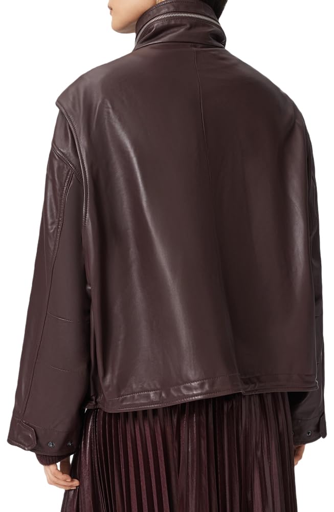 AllSaints Clay kurtka skórzana damska, Krwistoczerwony, XS