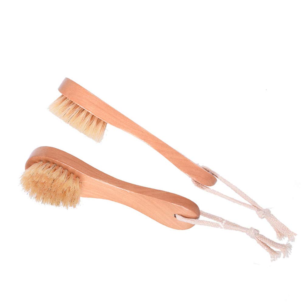Natural Bristles Wooden Face Cleaning Brush Wood Handle Facial Cleanser Blackheads Nose Scubber Exfoliating Facial Skin Care Pack of 2 : Beauty & Personal Care