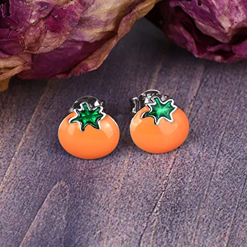 Pendientes de plata 925 de tomate naranja estilo bohemio para niñas 5