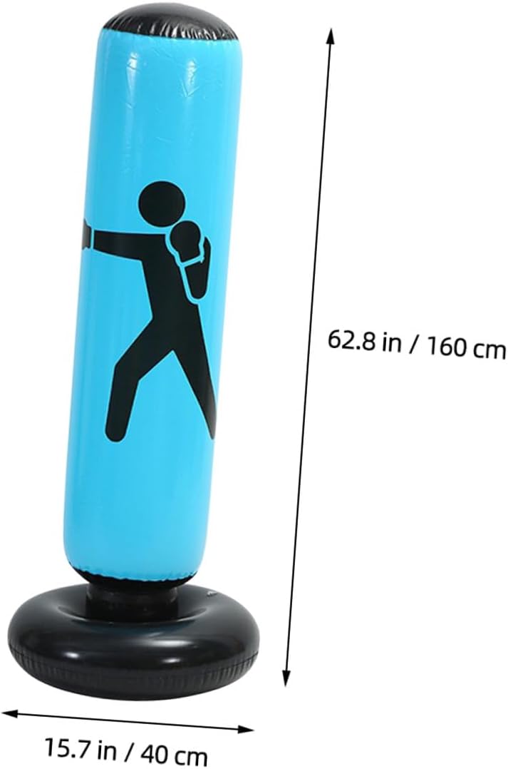 Inflatable Standing Boxing Bag for Adults and Thickened Fitness Punching Tumbler Bag Blue for Stress Relief and Martial Arts Practice