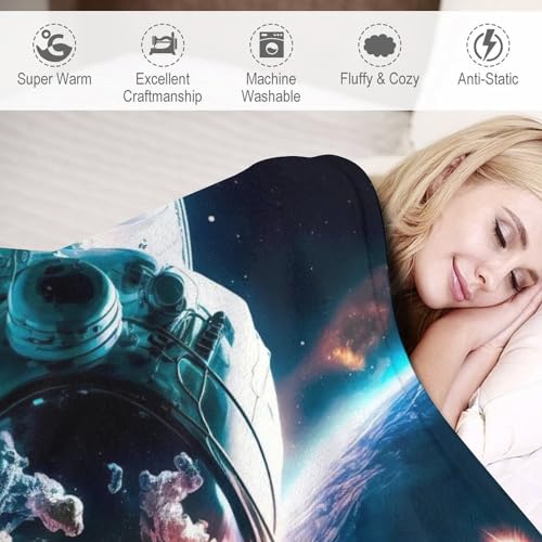 Couverture astronaute impression 3D polaire flannel linge de lit 140x180 - 6