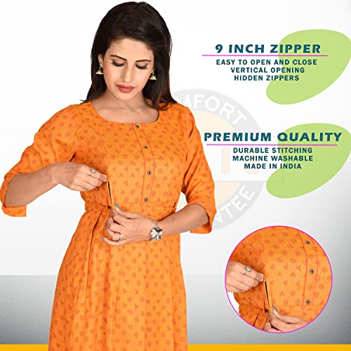 CEE 18 Women's Cotton Rayon A-Line Maternity Feeding Kurti with Zippers (10012) - Image 4