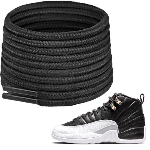 NDTEZUGT Basketball Shoelaces for Jordan 12, Black, 54