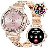 KALPADIVES Reloj Inteligente para Mujer (marcación/Respuesta de Llamadas) 1.25 Pulgadas HD Pantalla táctil Reloj de Seguimiento de Fitness con Monitor de frecuencia cardíaca/presión Arterial/oxígeno