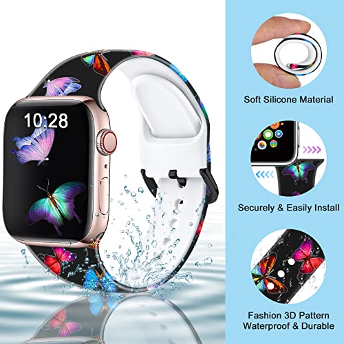 Brigtlaiff Iwatch Bands Compatible With Apple Watch Ultra Band 38Mm 40Mm 41Mm For Women Men Girls, Soft Silicone Sport Strap Replacement Wristband For Iwatch 8/7/6/5/4/3/2/1/Se, Butterfly #TOP2