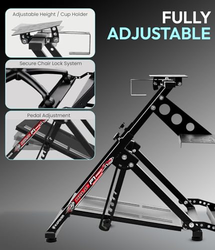 Image of KAPAVER Halo-F1 Pro Steering Wheel Stand, portable & adjustable sim cockpit for Logitech G29 /G920 /G923 /G27 /G25, Thrustmaster T248 /T300RS /T150 /458 TX, Xbox, PS4 & PS5