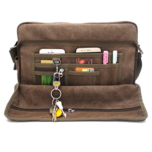 Crossbody Messenger Bag Men Men's Multifunctional Business Laptop Briefcase Canvas Messenger Shoulder Bag
