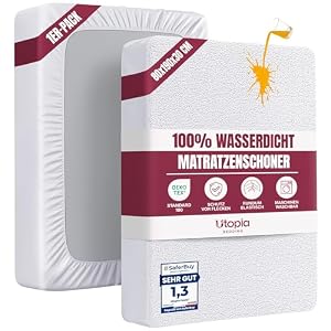 Utopia Bedding Matratzenschoner 80 x 190 x 30 cm Wasserdicht, Oeko-TEX Zertifiziert Matratzenauflage Atmungsaktive, Matratzenschutz, Rundum Elastisch Weiß