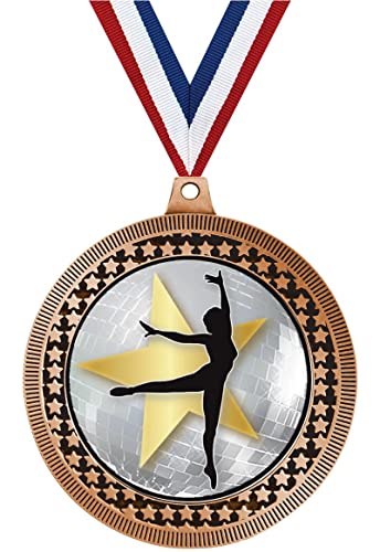2.75" Female Ballet Dance Medal Awards, Bronze Vega Female Ballet Dance Team Trophy Awards Includes Free Neck Ribbon 10 Pack Prime