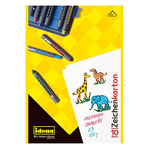 Idena 10382 - Cartoncino da disegno formato A3, 10 fogli,