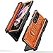 FONREST Rugged Case Armor for Samsung-Galaxy-Z-Fold-3 w/Built-in [Kickstand] [S Pen Holder] [Screen Protector] [Hinge Protection], Heavy Duty Shockproof Protective Cover NOT FIT Z Fold4/2 (Orange)
