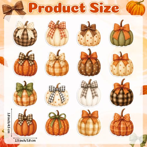 Image of Autumn Bow Pumpkin Stickers, 1000Pcs Watercolor Polka Dot Plaid