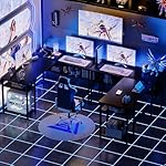 Unikito Reversible L Shaped Desk with Magic Power Outlets and USB Charging Ports, Sturdy Corner Computer Desk with Storage Shelves, Gaming Table Home Office Desk, Easy to Assemble, Black - Image 2