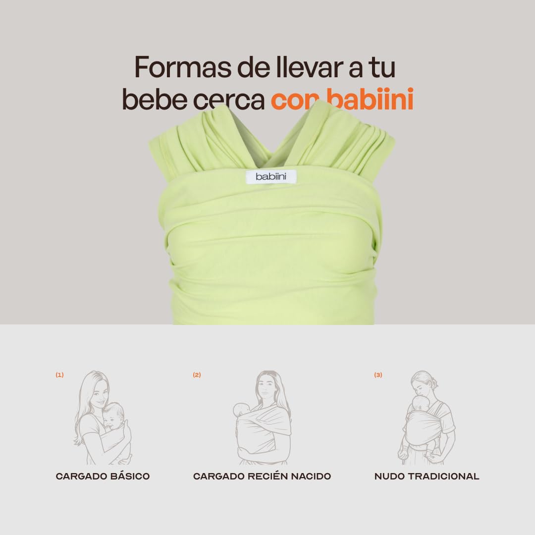 Fular Portabebés Recién Nacidos, Ajustable y Elástico, Ergonómico y Transpirable, Ideal para Porteo de Bebés de 3.2kg - 12kg – Fácil de usar, Manos Libres y Lavable a Máquina