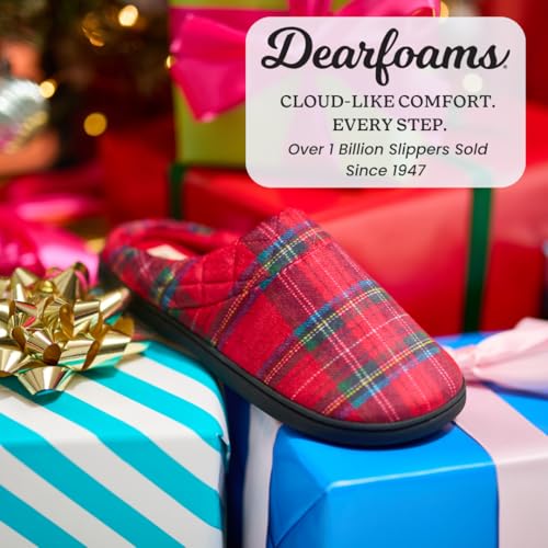 Image of Dearfoams Women's Lightweight Memory Foam Indoor House Slipper Darcy Velour Clog with Wide Widths