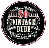 Vintage Dude 50th Birthday Dessert Plates, 48 Count