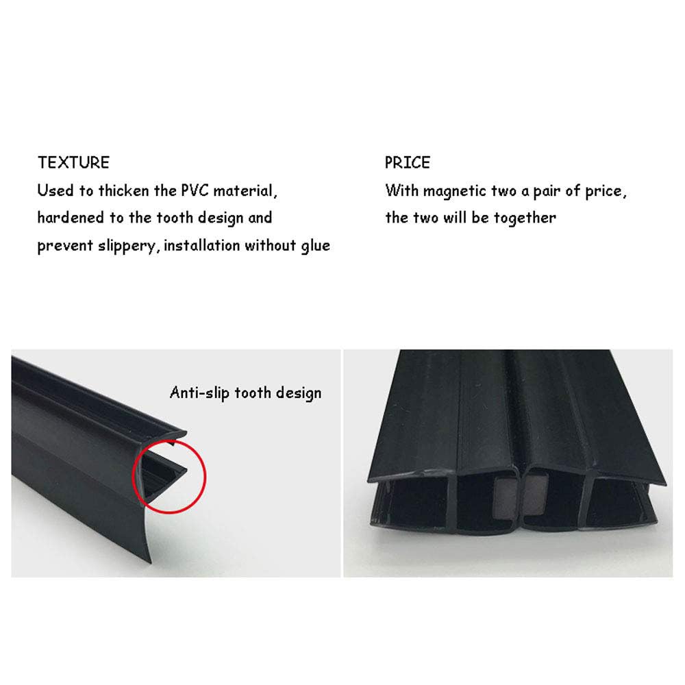 Tira de sellado de goma de plástico para 6 mamparas de ducha de vidrio rectas y curvadas de 12 mm, no necesita pegamento, fácil instalación, borde negro impermeable.