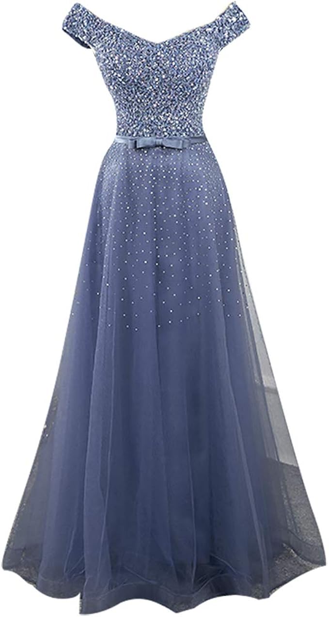 Amazon Alinlofse 着痩せ ロングドレス 二次会ドレス ブルー パーティードレス 結婚式写真撮影衣装 イブニングドレス 通販