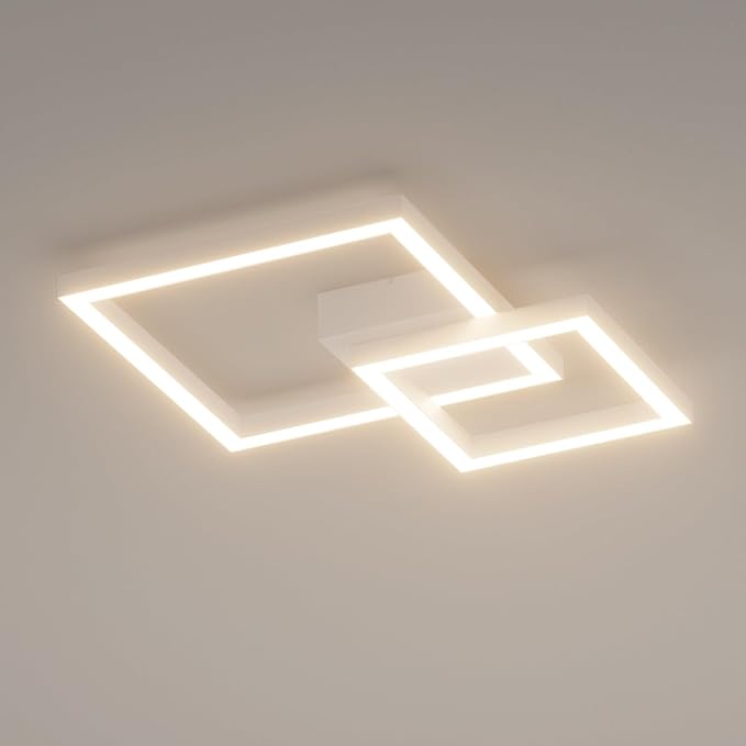 Klighten Klighten Plafondlamp, led-plafondlamp, 35 W, 2400 lumen, woonkamerlamp van aluminium, moderne plafondverlichting voor slaapkamer, keuken, woonkamer, hal, 36 x 36 x 6 cm, warm wit, 3000 K, wit