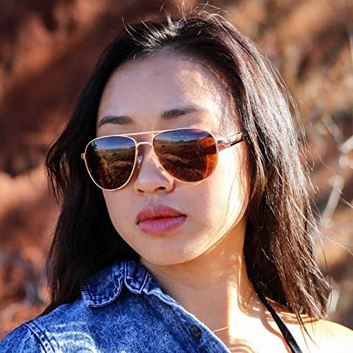 Optic Nerve - 2022 Premium & Affordable Polarized Round Aviator Sunglasses For Women, Cadet Edition With Gold Frame/Brown Lens #TOP4