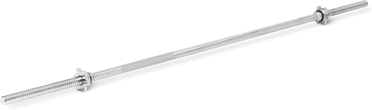 Amazon Basics 5ft Straight Barbell Bar with Star Locks, 1" Diameter