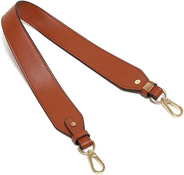 24 IN Straps for Purses Removable Leather Straps for Bags, Messenger Bag Gold Buckle Brown