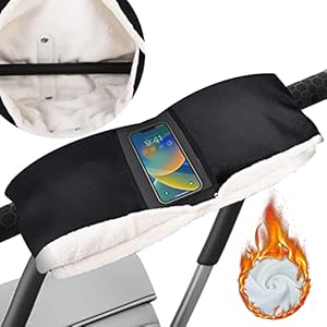 Herefun Kinderwagen Handwärmer, Kinderwagen Handschuhe Schwarz, Wasserdicht Winddicht Kinderwagenhandschuhe Für Winter, Handschuhe Handmuff mit Verdickung Fleece, Kinderwagenhandschuhe Muff für Buggy