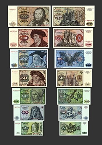 *** 5 - 1000 Deutsche Mark - 7 Banknoten Ausgabe 1970 - 1980 BBK I - Pick 30 - P36 - Reproduktion ***