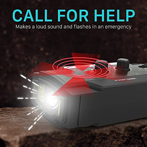 Fospower 4000Mah Emergency Radio (Model A3) Noaa Weather Radio And Power Bank With Usb, Solar & Hand Crank Rechargeable Battery, Sos Alarm, Am/Fm, Flashlight & Reading Light For Emergency Kit, Camping #TOP3