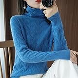 Herbst- Und Winter-Twist-Rollkragen-Pullover-Frauen-innere Langärmlige Dünne Kurze Netz-rot Gewebte Gestrickte Botting-Hemd (Color : Sky blue, Size : M)