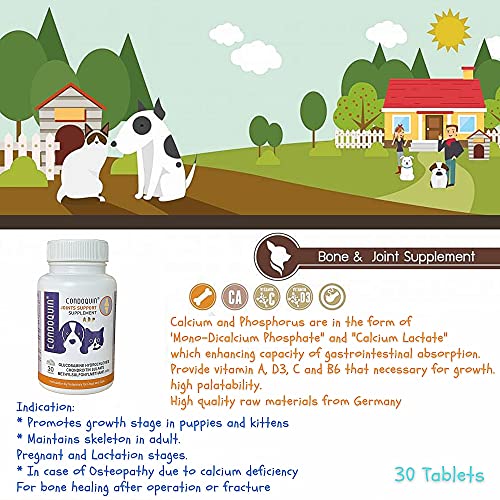 Condoquin 30 Tablets Calcium Phosphorus For Dogs Cat Hip & Joint Immune Vision Support Multi-Vitamins Mineral Supplement Pet High Potency Nutritional Probiotic D3 Q10 Healthy Strong Body Bones Teeth #TOP1
