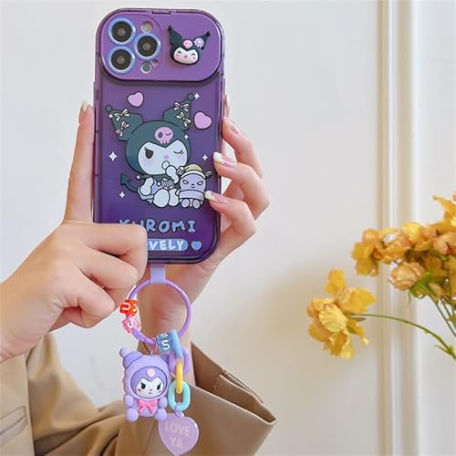 Auts Cute Cartoon Case Compatible With Iphone 14, Kawaii Case With Soft Tpu 3D Pendants Shockproof Protective Cases Cover Flip Makeup Mirror Phone Cover For Women Girls (14,Purple) #TOP1