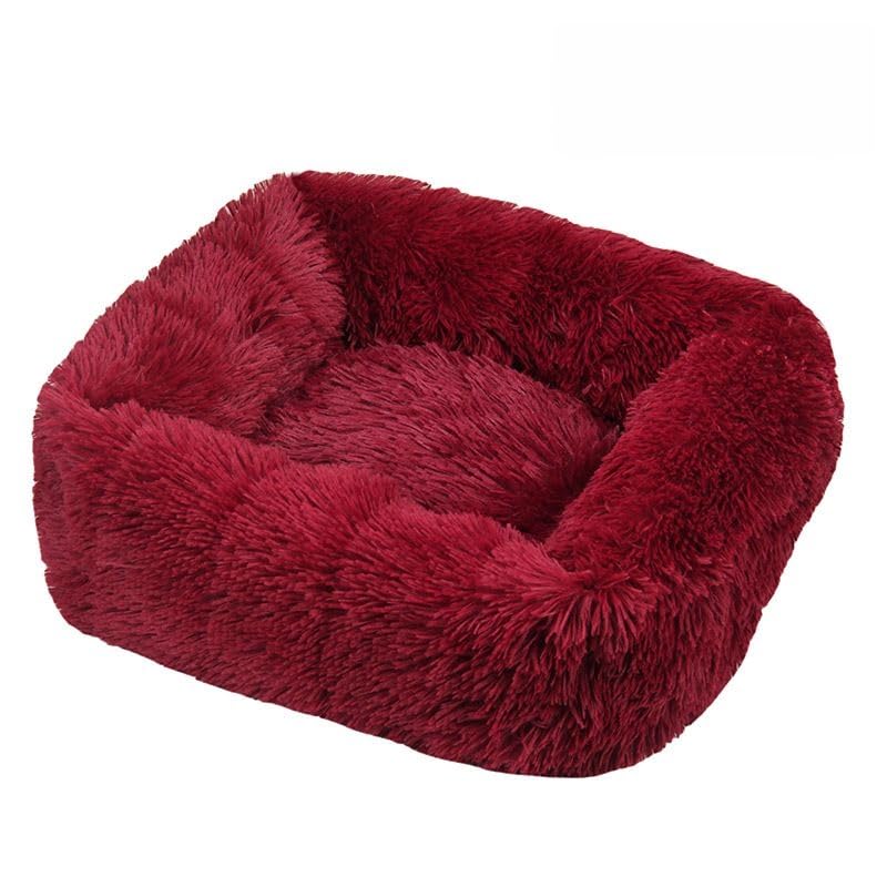 Odot Plush Dog Bed, Small Medium Large size Dogs, Square Washable Pet Bed for Cat Puppy Crate, Calming Dog Sofa, Soft and Fluffy, Non-Slip (Red,L) — image 1