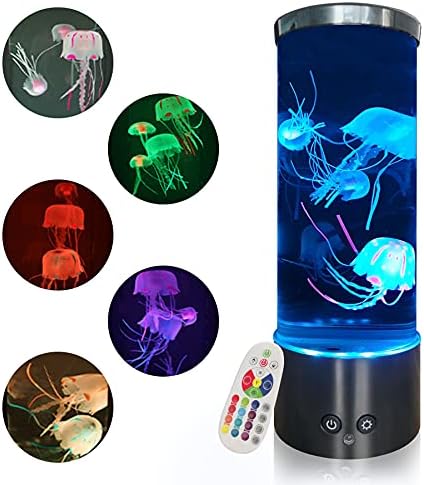 Jellyfish Lamp with Color Changing Mood Light - Round Led Jellyfish Lava Lamp with Remote, USB Jellyfish Aquarium for Home Office Table Room Decor Gifts for Kids Adults