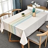 TruDelve Plastic Table Cloth Rectangle Tables Beige Vinyl Tablecloth Waterproof Wipeable Oilcloth Tablecloths for Dining Table Cover(54"x72",Wheat-2)