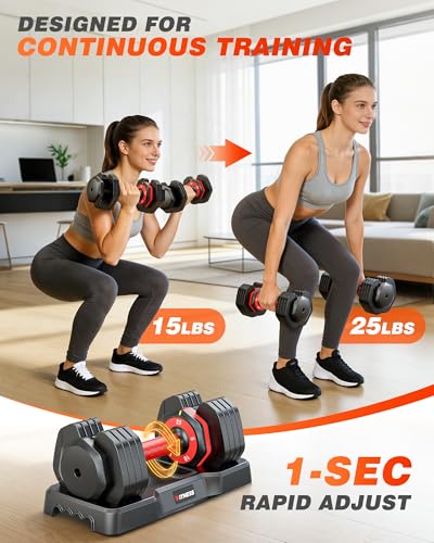 Rendpas Adjustable Dumbbells Set of 2, 5-in-1/10-in-1/16-in/1 Quick-Lock Hand Weights 25/55/80 lbs Pair, Anti-Slip Handle Free Weights Set in Home Gym for Men and Women - Image 5