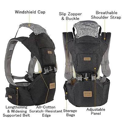 Ergonomic Baby Carrier with Hip Seat, 360 Positions, Soft and Breathable, All Seasons, for Newborns and Toddlers, Hiking Shopping Travelling