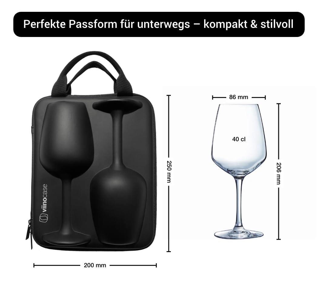 2 Gläser to go ++ 2 hochwertige Weingläser im Schutzcase perfekt verpackt für Picknick, Camping & Weinmomente unterwegs