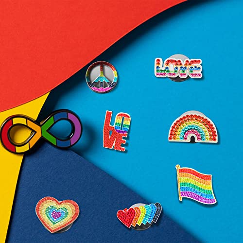 Diamond Painting Brooch Rainbow Pride Heart Flag Pin Set For Lgbt Lapel Pin Hat Shirt Pin Tie Tack Pinback Clothes Bag Decoration #TOP6