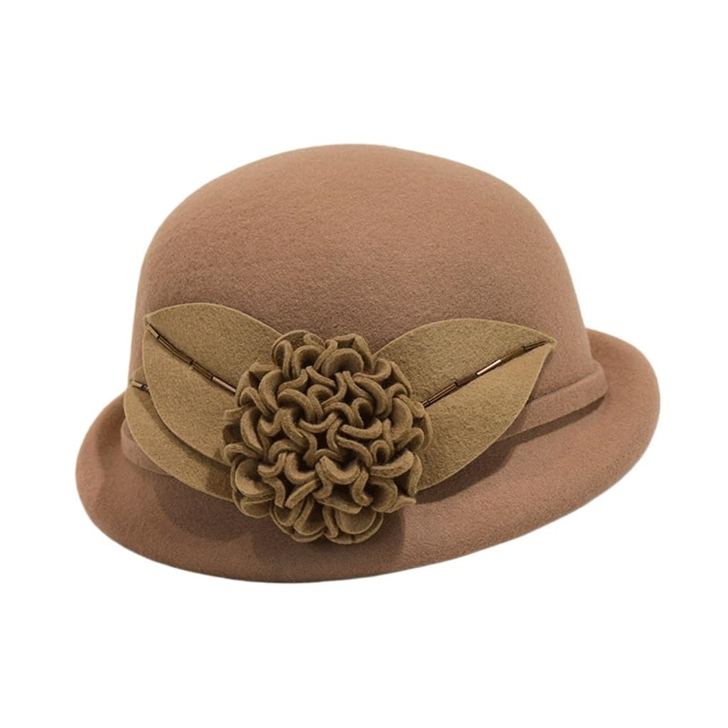 Chapeau haut de forme bouclé Argento : béret à fleurs d'automne et d'hiver